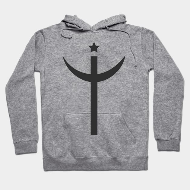 Combination of Crescent with Cross religious symbols in black flat design icon Hoodie by wavemovies